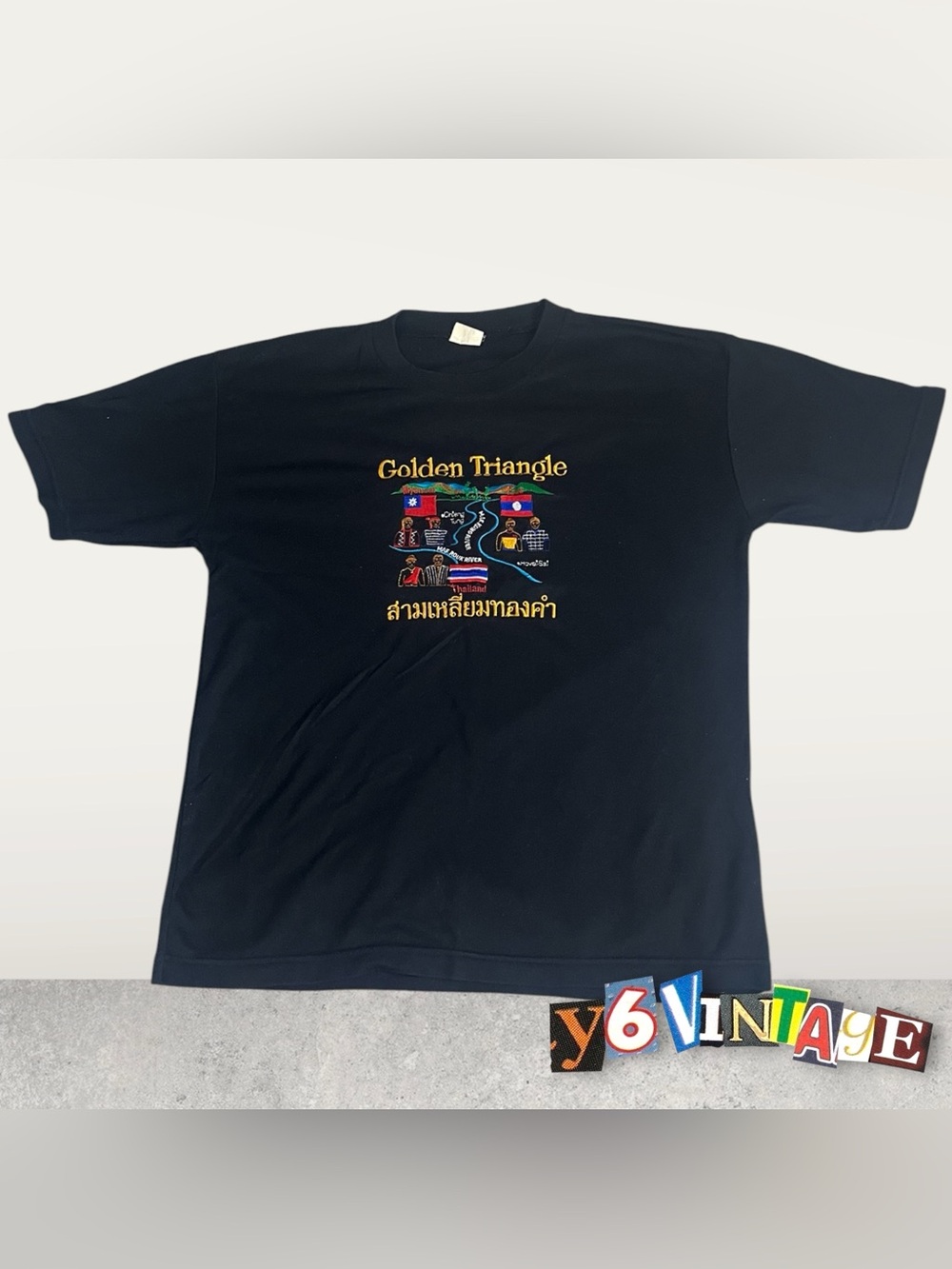 Medium Black "Golden Triangle" Graphic Tee - Men